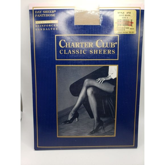 Charter Club Classic Sheers Control Top Sand Beige Size D Day Sheer Pantyhose Vt - Picture 1 of 8